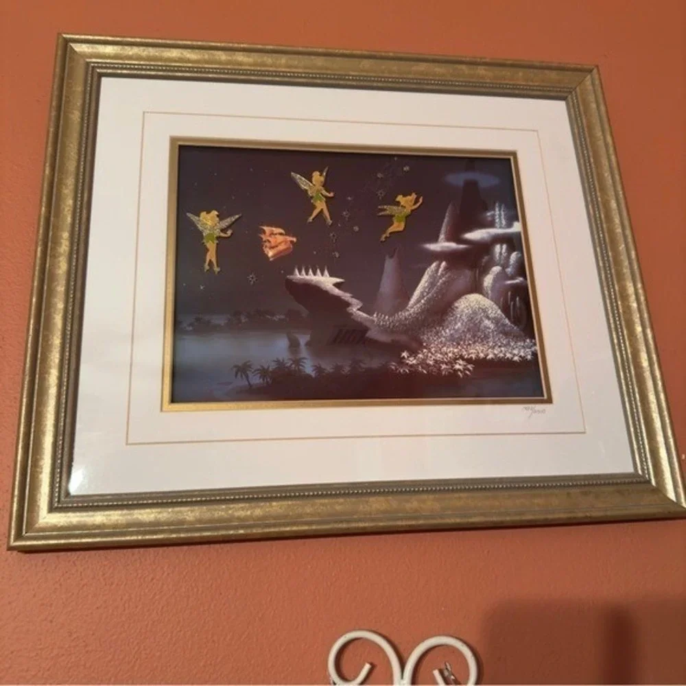 Disney Tinkerbell Framed Peter Pan Wall Art Night Flight Artwork Limited Edition